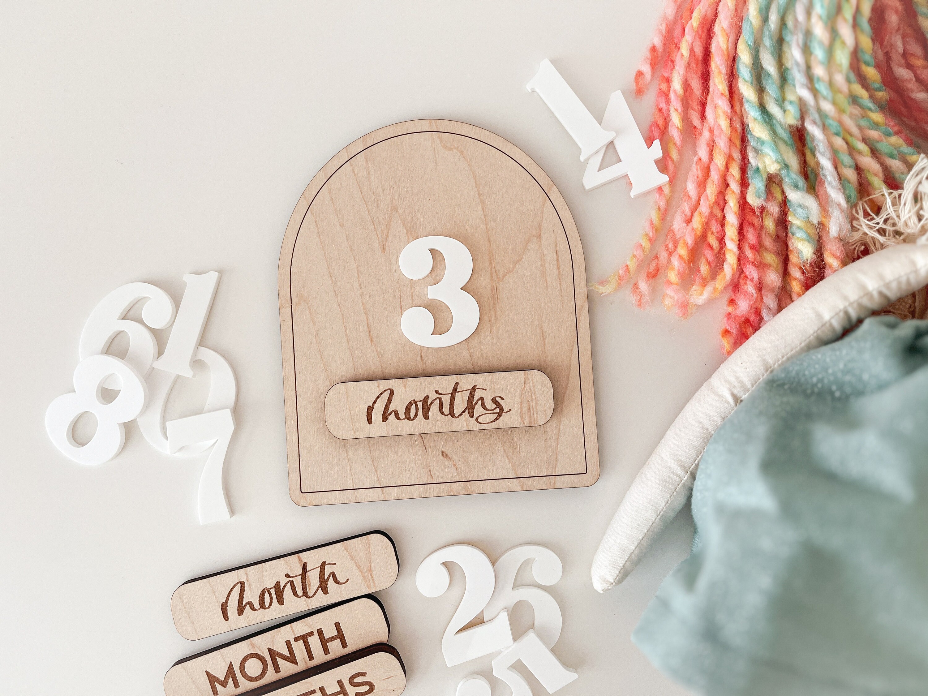 DIGITAL Interchangeable Monthly Milestone Markers SVG Laser Cut File ...