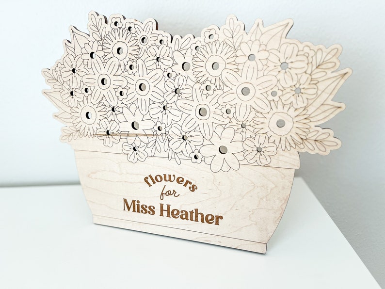 DIGITAL Teacher Flower Holder With Stand SVG Glowforge Laser Cut File ...