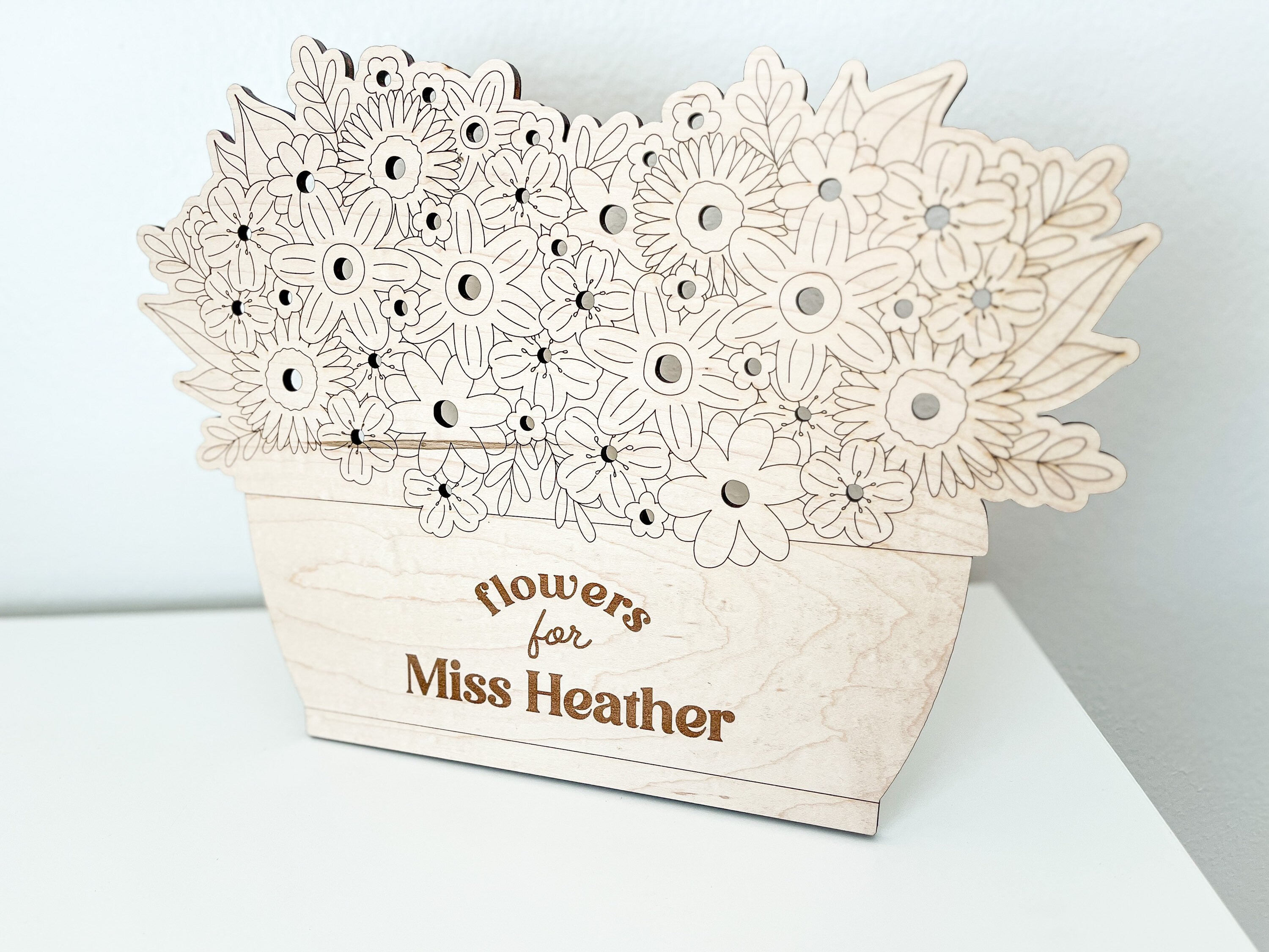 DIGITAL Teacher Flower Holder With Stand SVG Glowforge Laser Cut File ...
