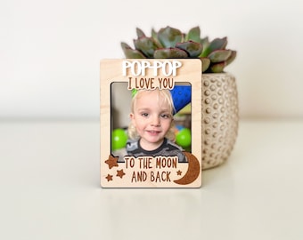 DIGITAL Father's Day 4x4 Polaroid Picture Frame SVG Laser Cut File, Love You to the Moon Dad Grandpa Fridge Magnet Car Clip Photo Frame Svg