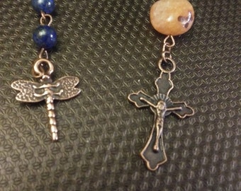 Chaplet Rosary Copper Blue Bead Dragonfly