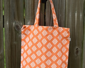 Orange Retro Cotton Canvas Tote bag Back to School