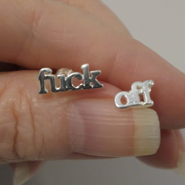 Fuck Off Stud Earrings - Silver Earrings - Stud Earrings - Gifts for her - Word Jewellery - Expression Earrings - Dainty Earrings