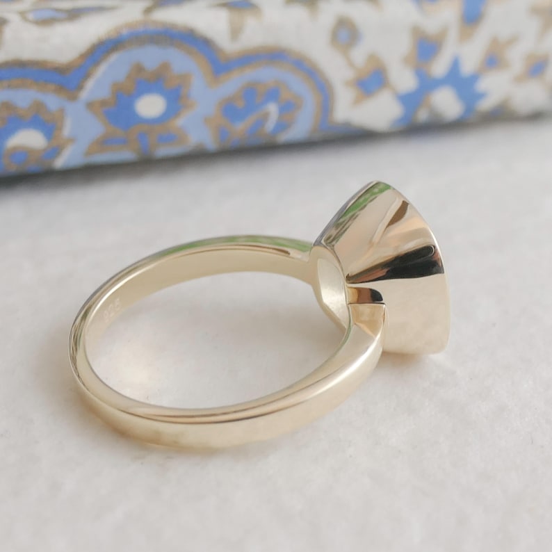 Natural Green Crystal Ring Statement Piece Cushion Cut Amethyst Sterling Silver Jewelry Handpicked Stone Quality Yellow Gold Plated Band Elegant Design Collection Premium Statement Ring Beautiful Modern Style Special Occasion Gift Perfect