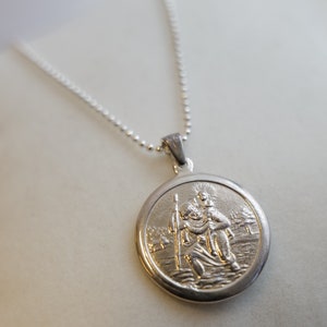 St Christopher Sterling silver necklace - Gifts for Women - Saint of Travel -- Gifts under 50