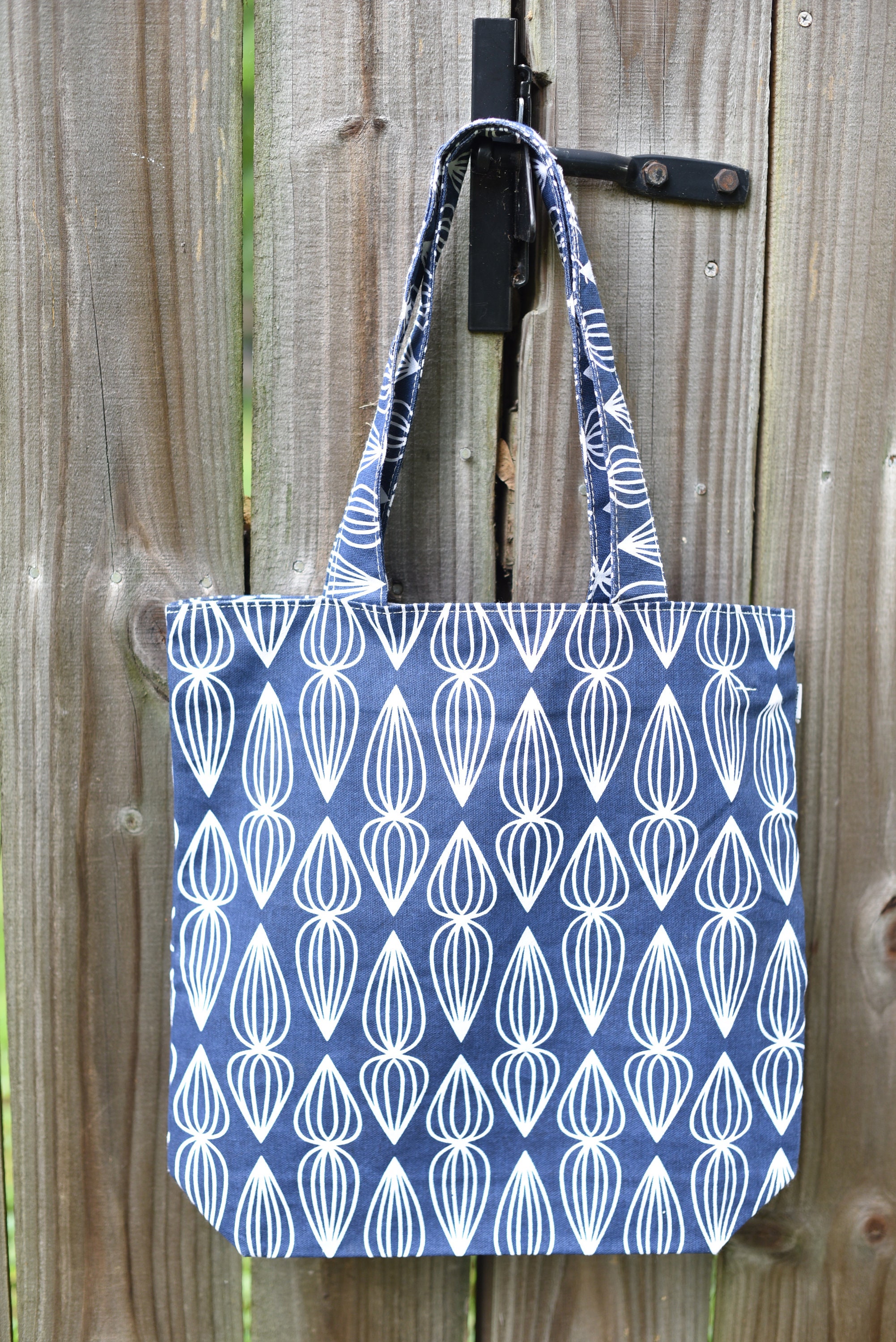 navy blue canvas tote bag