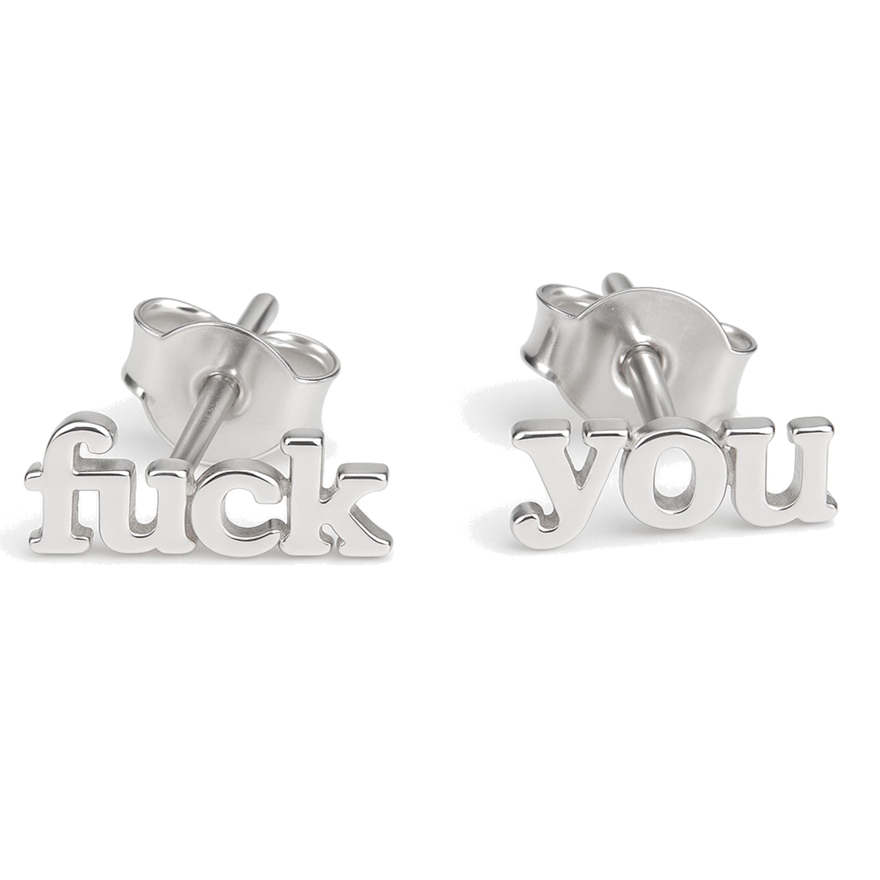 Fuck You Stud Sterling Silver Stud Earrings - Handmade Gifts for