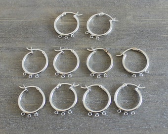 3 Loop Chandelier Hoop Earrings in Sterling Silver - Silver Supplies - Jewelry Supplies - Findings - Jewelry making -  Silver Hoop Earrings