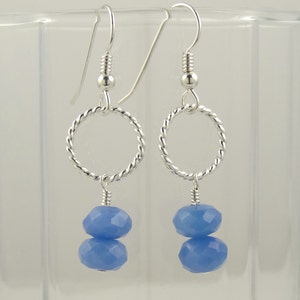 Faded Denim Faceted Quartz Earrings
