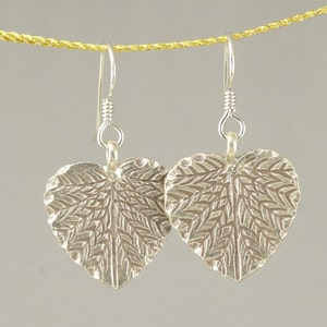 Hill Tribe Silver Heart-Shaped Leaf Earrings