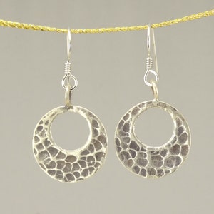 Hill Tribe Silver Open Hammered Circle Earrings
