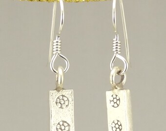 Hill Tribe Silver Stamped Rectangle Earrings