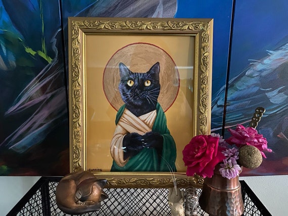 Saint Kitty of Reflection and the Hope for Treats - Etsy