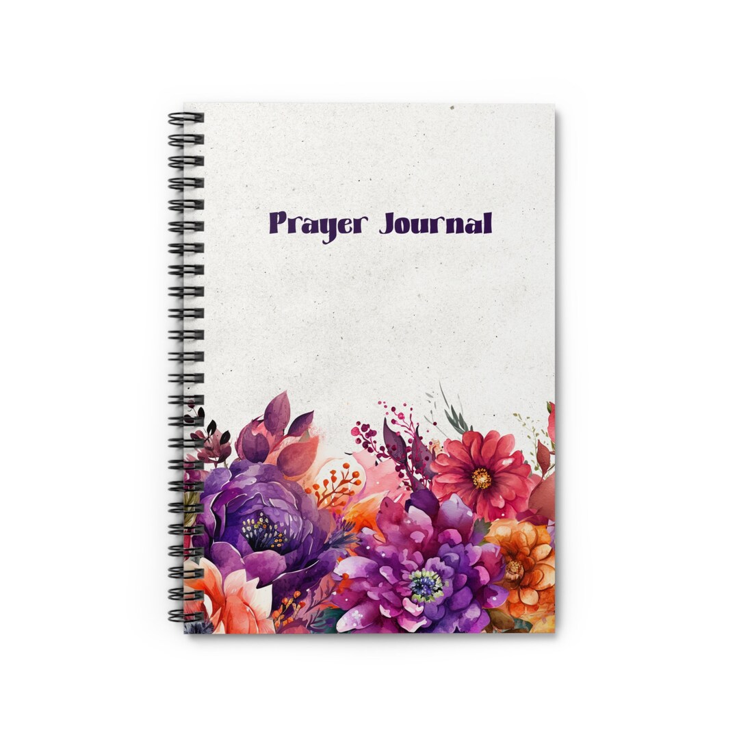 Prayer Journal Spiral Notebook - Ruled Line, Orange and Purple Flowers ...
