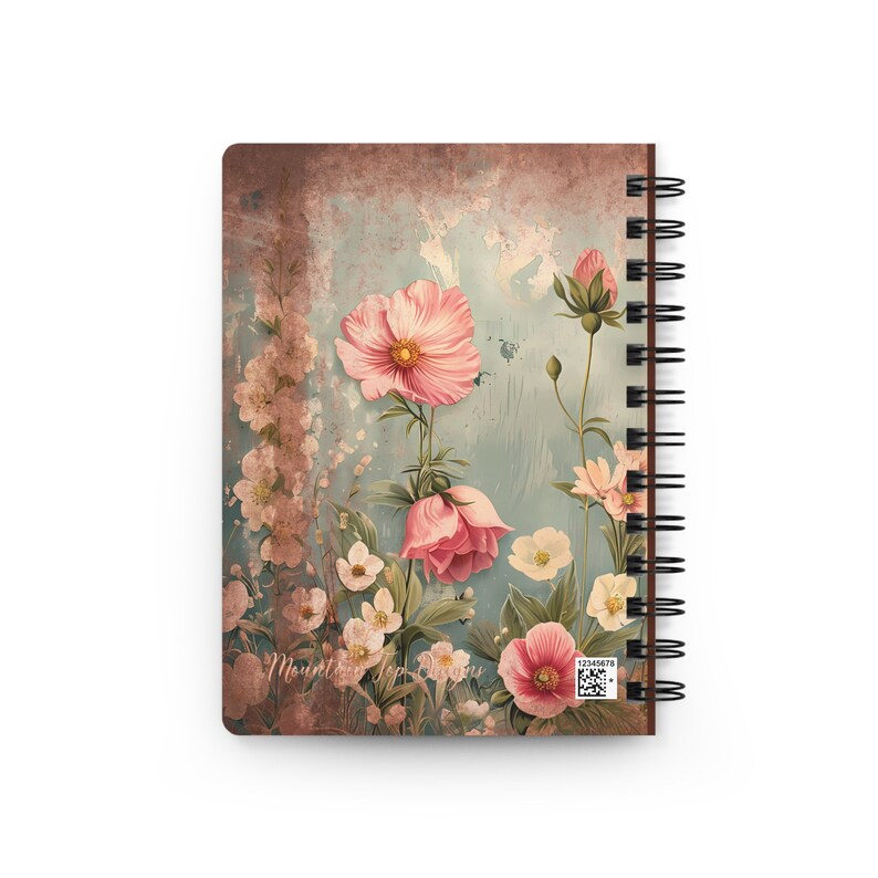 Cottagecore Romantic Vintage Style Floral Spiral Notebook, Ruled Lined ...