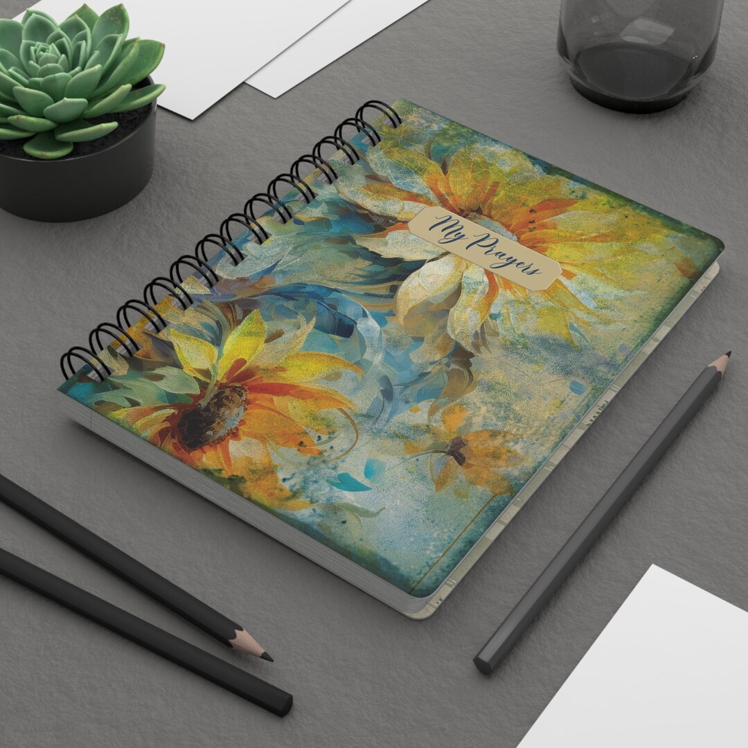 Prayer Journal Cottagecore Vintage Style Sunflowers Spiral Bound ...