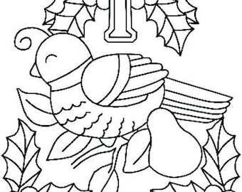 12 Days Of Christmas Redwork Machine Embroidery Designs