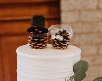 Pinecone Wedding Cake Toppers