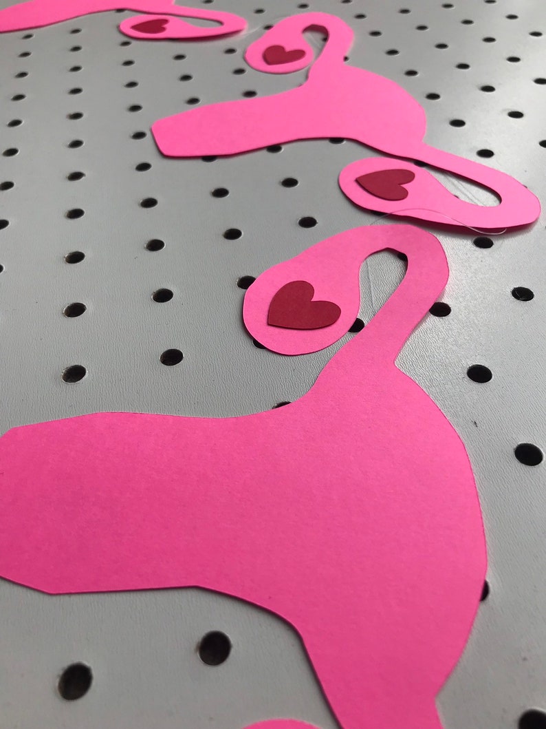 Girl Power Hot Pink Uterus Banner // Heart Ovary Garland // Galentines Day // Hysterectomy Party Decorations image 4