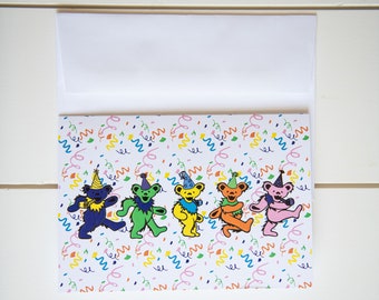 Grateful Dead Party Bear Birthday Card