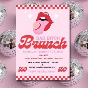 Bad Bitch Brunch Galentine&#39;s Day Invitation