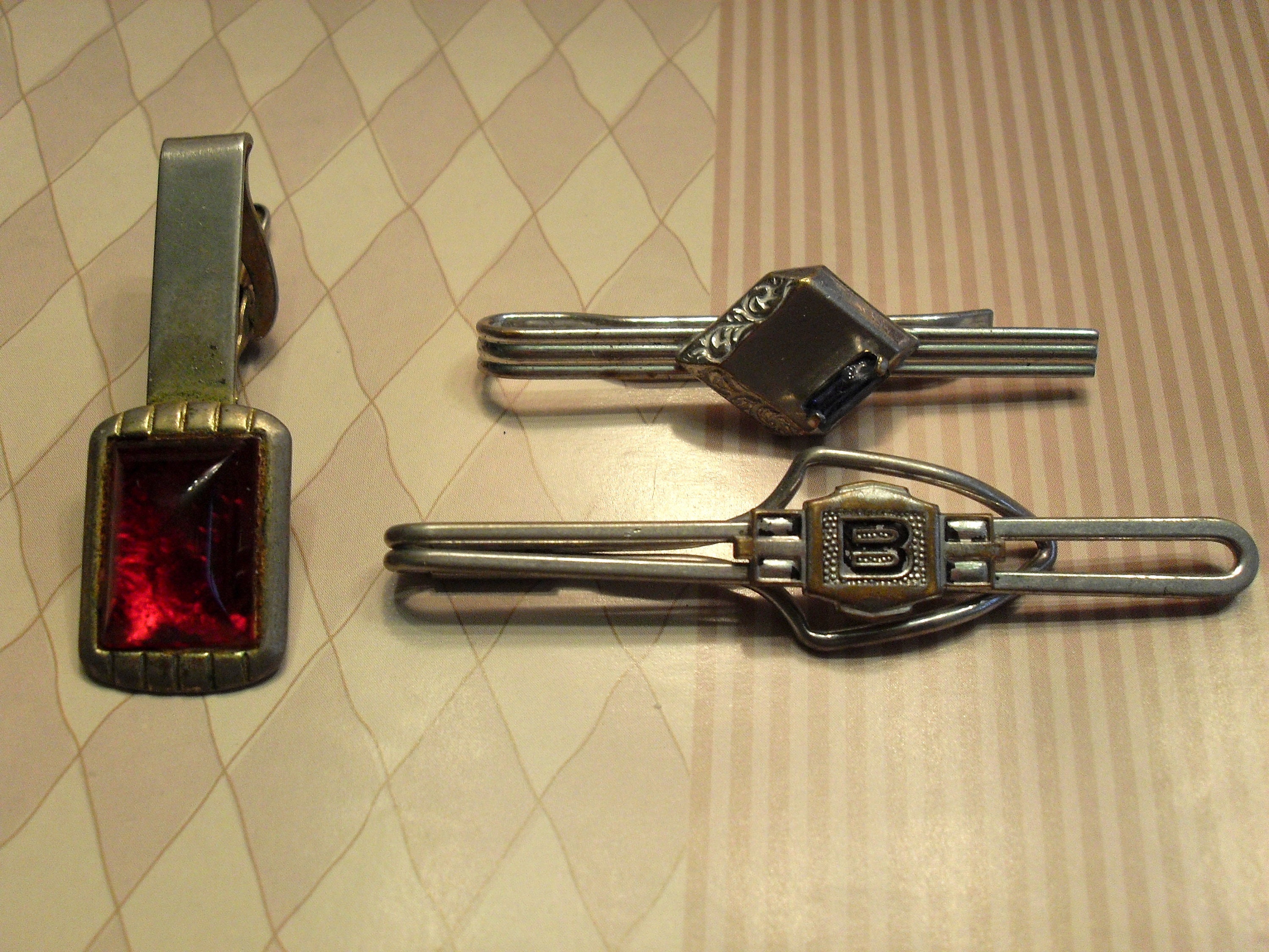 3 Vintage Tie Clips Plata Tonado Metal Etsy