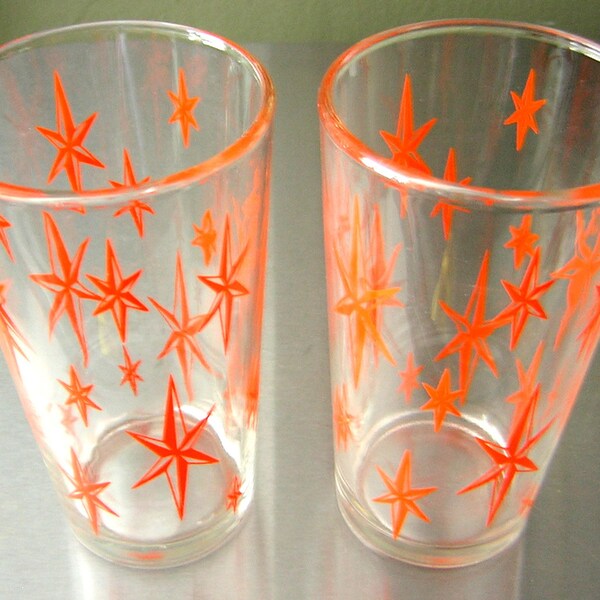 Mid Century Modern Star Pattern Petite Glasses Set of Two
