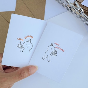 Mini Birthday Greeting Cards - Pack of 2 with Kraft Envelopes
