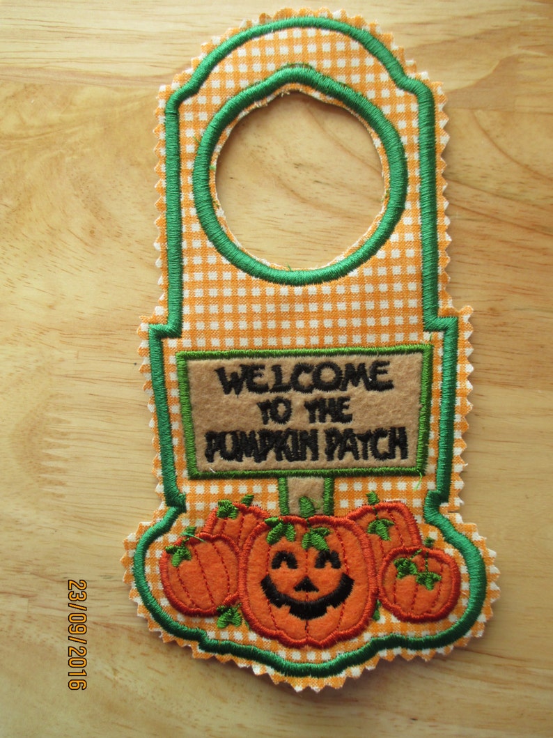 to the Pumpkin Patch door hanger machine embroidery Etsy