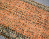 Magnificent semi distressed rug, 9 39 x6 39 feet rug ,border , floral rug, rustic rug, area rug, Vintge rug, living room rug, saloon rug carpet