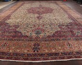 Majestic rug, large rug,15 x 24 feet rug, vintage rug, detailed floral rug, hand made woven knotted wool rug,handknotted rug, 14 39 5 quot x23 39 8 quot ft