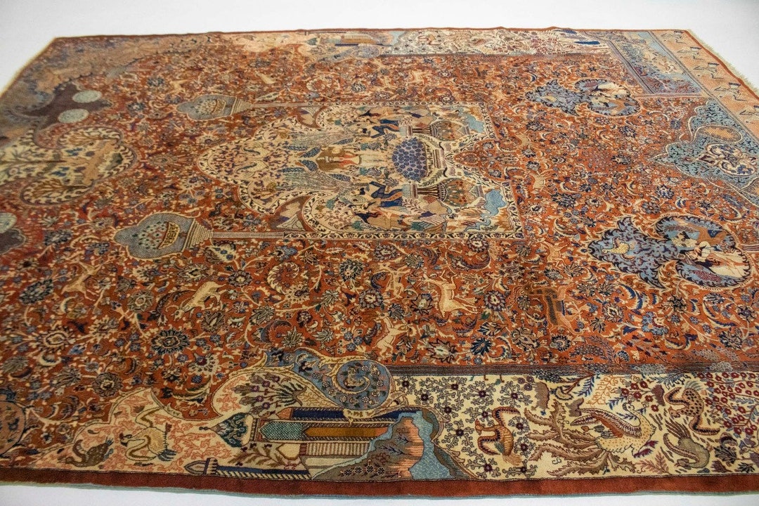 Majestic Rug,large Rug,12x10 Ft Rug,vintage Rug,deer Buck Birds Animals ...