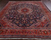 Superb over size rug, 13 x 10 ft rug, vintage rug , plants rug, floral rug, 9 39 .5 quot x 12 39 .8 quot feet, wool rug, saloon rug ,hand knotted made rug
