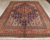 Superb 10 39 x7 ft rug , large rug , geometric rug, saloon rug, floral rug, 6 39 8 quot x9 39 5 quot feet rug, vintage rug, handwoven hand made knotted carpet