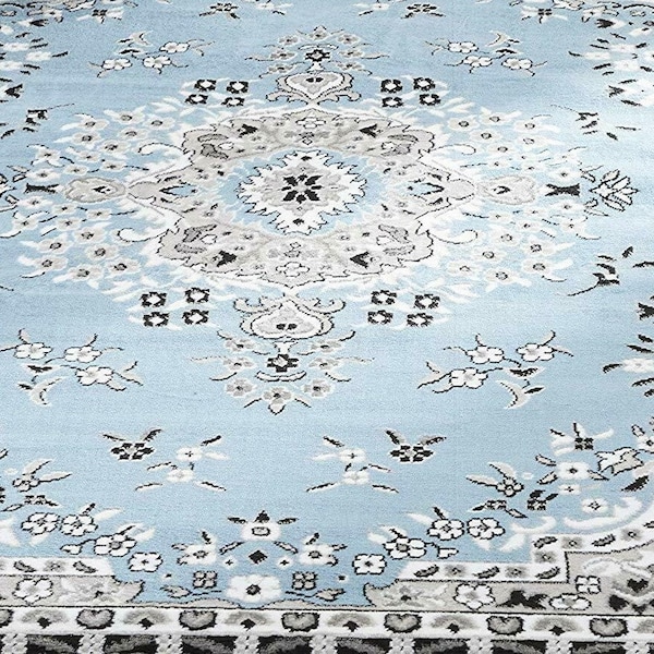 Superb large rug, sky blue rug, floral rug,living room area rug ,Durable rug ,turkish rug,Choose size 2x3 4x5 5x7 8'x11' 9x13 ft huge carpet