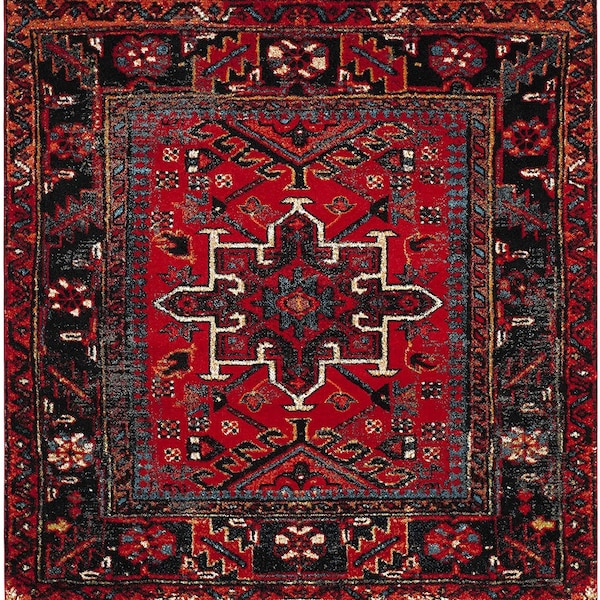 Superb semi distressed rug,aztec tribal caucasian heriz style rug, 3' 4 5 7 8 9 10 11 feet ft large square rug,geometric rug,Durable carpet