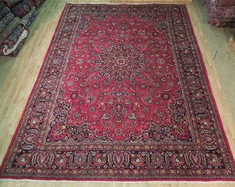 Fine 10x12 ft Vintage rug,hand knotted handknotted rug,oversized rug,traditional area rug,Oriental medallion Wool carpet 9'.8" X 12'.4" feet