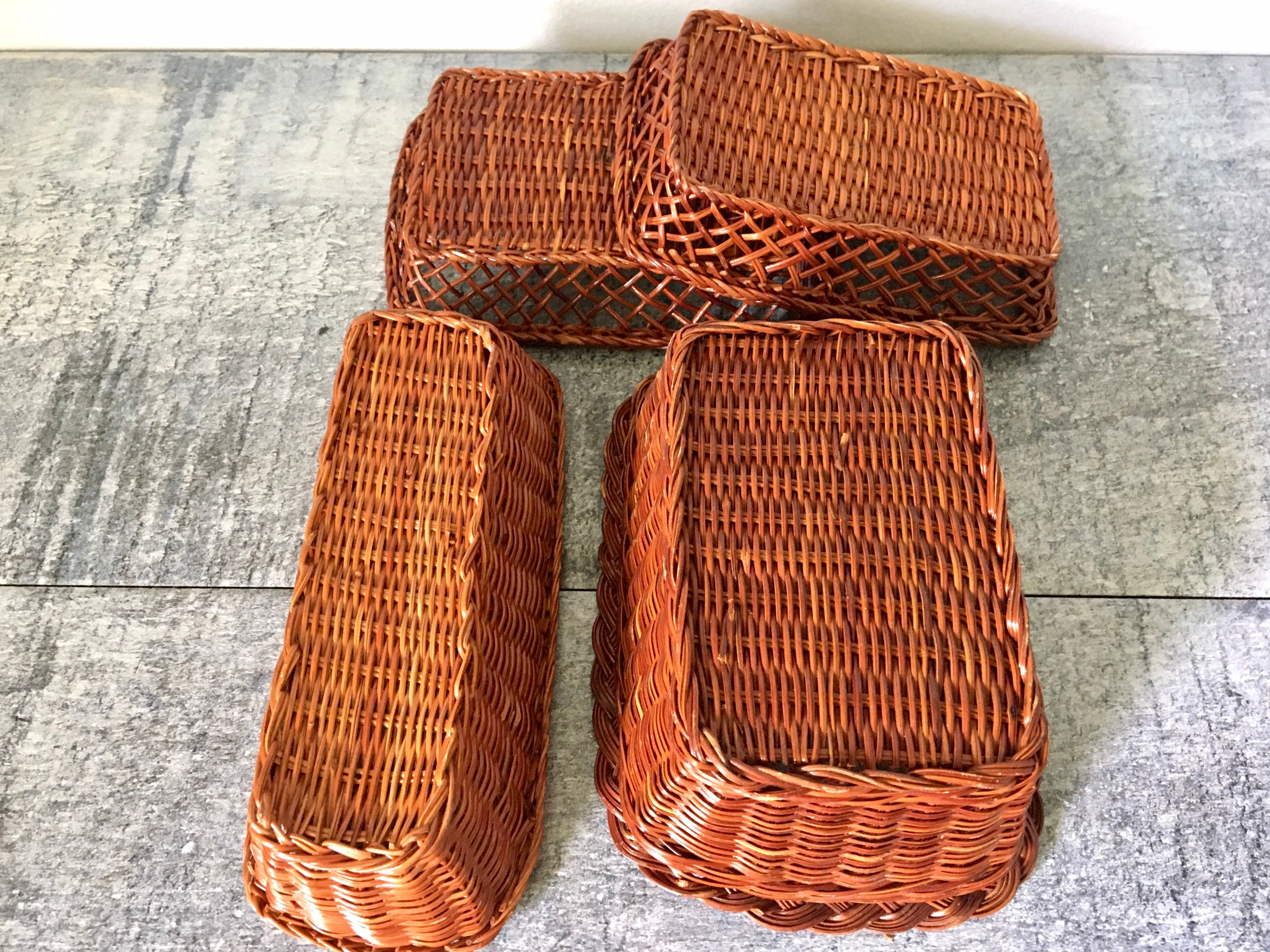 Surtido de pequeñas cestas vintage de mimbre organizadores de | Etsy