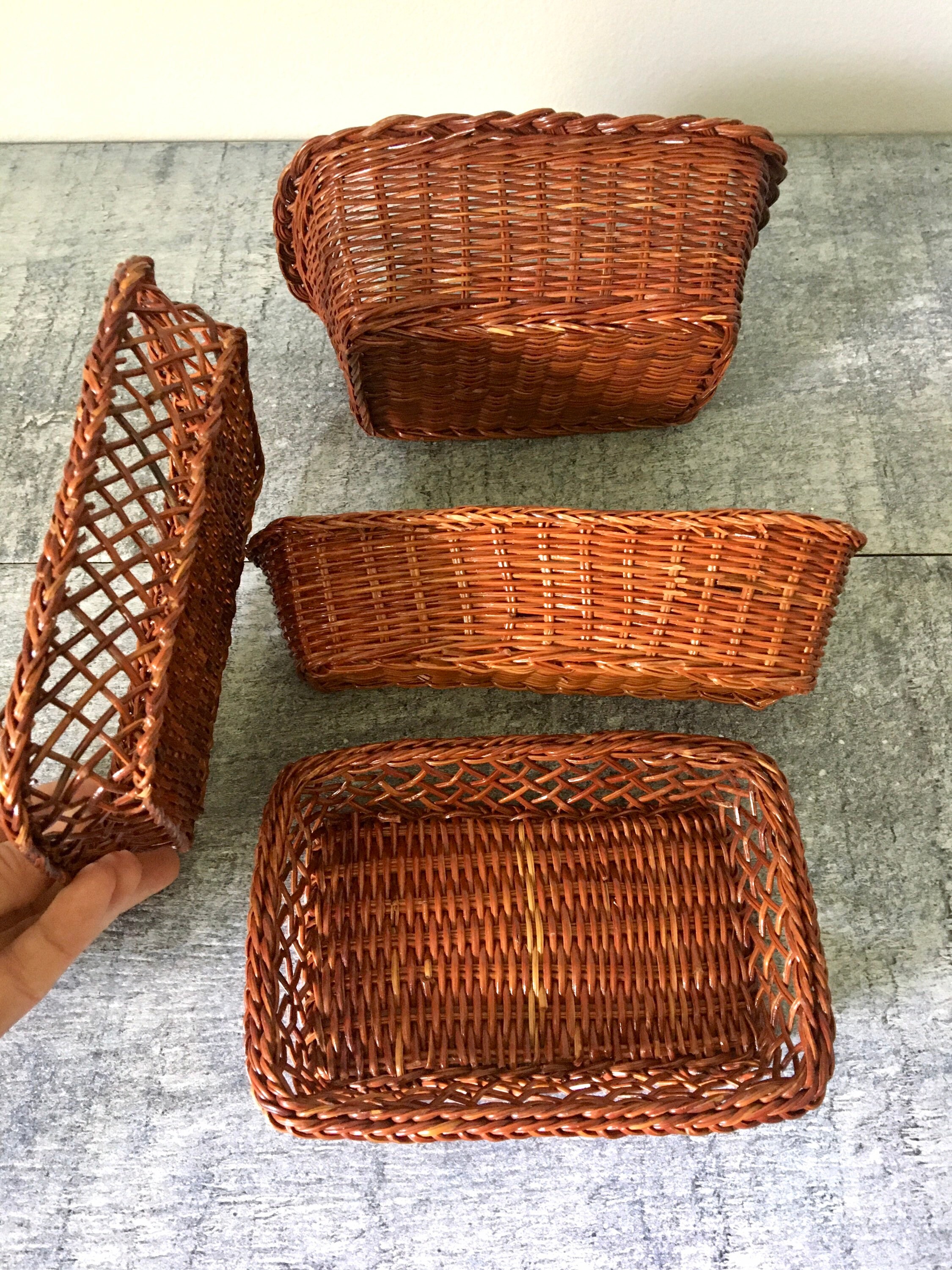 Surtido de pequeñas cestas vintage de mimbre organizadores de | Etsy