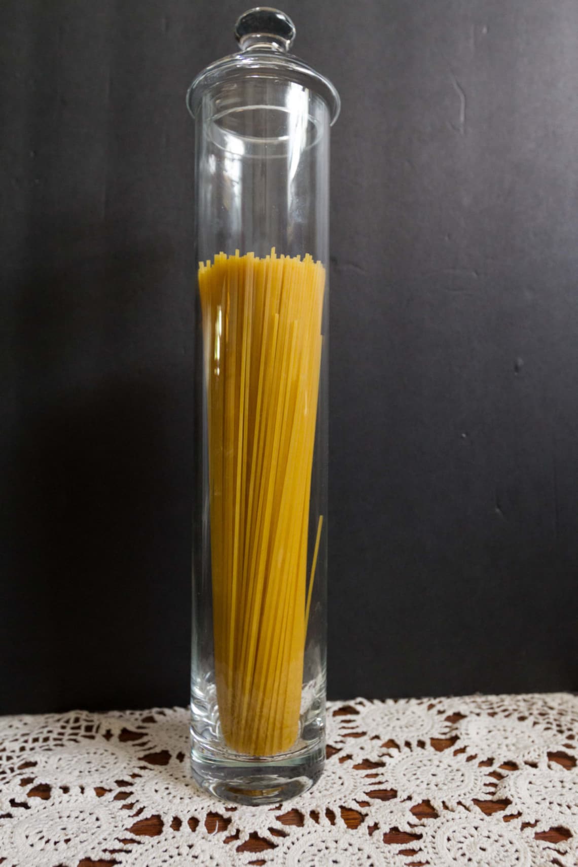 Staging Vintage glass tall pasta jar Fine Mouthblown Etsy