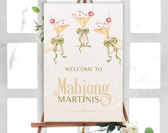 Editable Mahjong Welcome Sign 24x36" Banner for Easel
