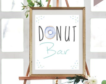 Donut Bar Sign | Instant Download Printable Sign | TWO sizes | BLUE | Baby Sprinkle | Donut Baby Shower | Oh Baby | Baby Boy Decor | Signs
