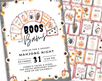 Halloween Mahjong Editable Invitation Template, Spooky Mahj Night, Mah-jongg Lesson or Guided Play Event, October