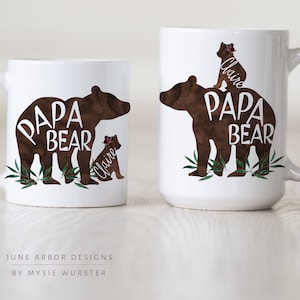 Papa Bear with Cub Papa bear Baby Bear PapaBear Mug Dad Mug Bear Cub Bear with Cubs Mug Daddy Bear Dad Gift dad to be image 1