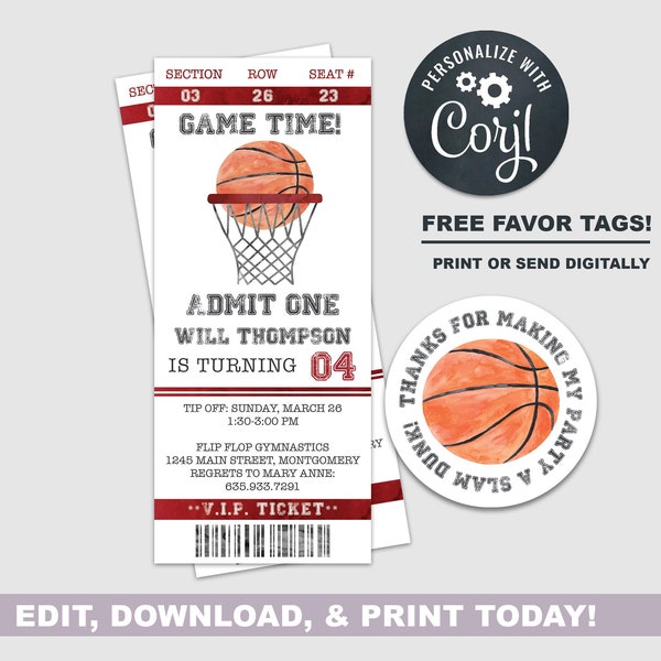 Basketball Birthday Invitations - Etsy