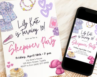 Sleepover Birthday Invitation: Teen Spa Party, Friendship Bracelet (Digital)