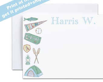Personalized Camp Stationery: Boy's Summer Camp Bunk Notes (Editable Template)