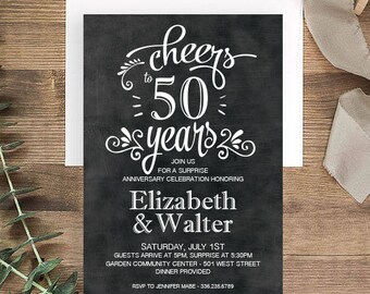 50th Anniversary Invitations | Printable Invitation or Printed | Birthday Invites | Adult Birthday | 50th  Anniversary | Golden Anniversary