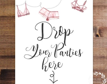 Drop Your Panties Sign | Lingerie Shower Printable Sign | Instant Download | Panty Game | Bachelorette Party Game | Hen's Party | Panty Drop