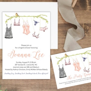 Watercolor Lingerie Shower Invitation | Printable or Printed Invites | Panty Game | Bachelorette | Watercolor | Hen's Party | Lingerie Party
